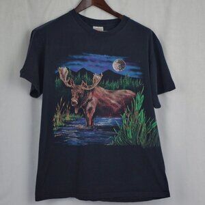 90's USA Made Moose Nature Wrap Around Graphic T Shirt Large
